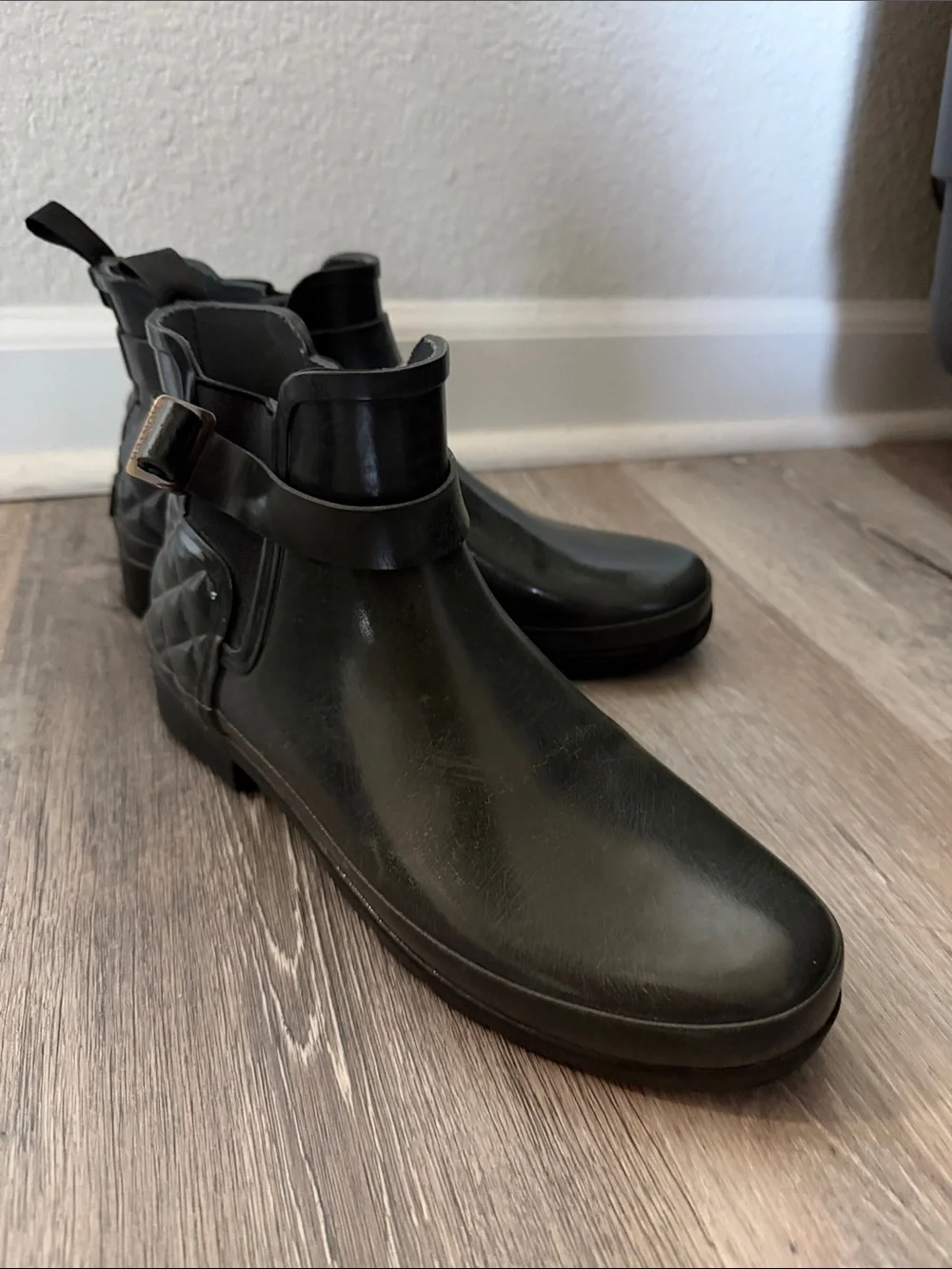 Hunter Women's Dark Blue Quilted Ankle Rain Boots